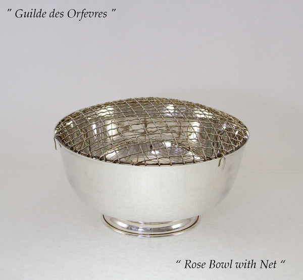 Silver Rose Bowl with Net Old English, Plain 8 in.