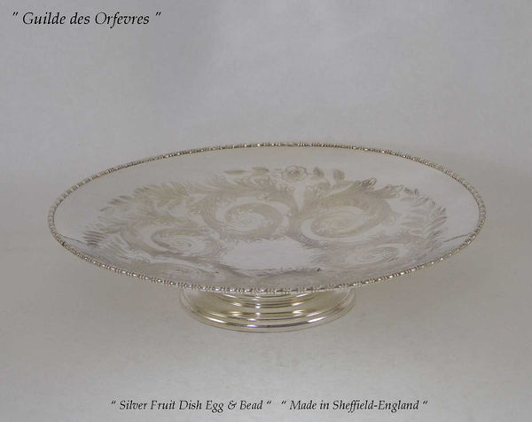 Silver Cake/Fruit Dish, Egg & Bead, Embossed