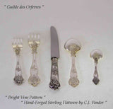 Hand-Forged Sterling Silver 5-pc Place-Setting, Bright Vine