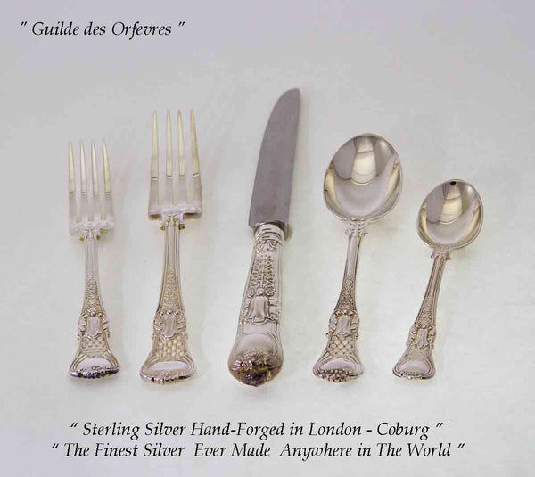 Hand-Forged Sterling Silver 5-pc Place-Setting, Coburg