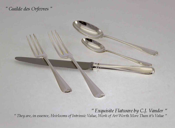 Hand-Forged Sterling Silver 5-pc Place-Setting, Rattail.