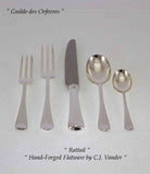 Hand-Forged Sterling Silver 5-pc Place-Setting, Rattail.