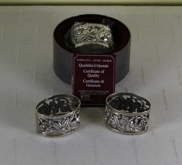 Set of 3 Sterling Silver Oval Chased & Pierced Napkin Rings