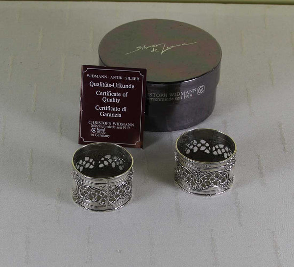 Pair of Sterling Silver Round Chased & Pierced Napkin Rings