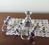 Pair Silver Candelabra, Plain 3 Light 8 in.