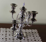 Pair Silver Candelabra, Plain 3 Light 8 in.