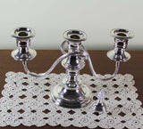 Pair Silver Candelabra, Plain 3 Light 8 in.