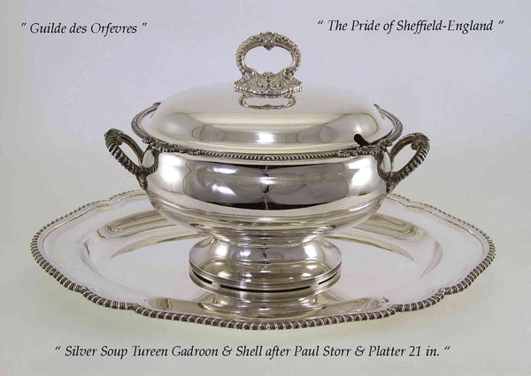 Silver Soup Tureen & Cover Gadroon & Shell with Plateau Gadroon