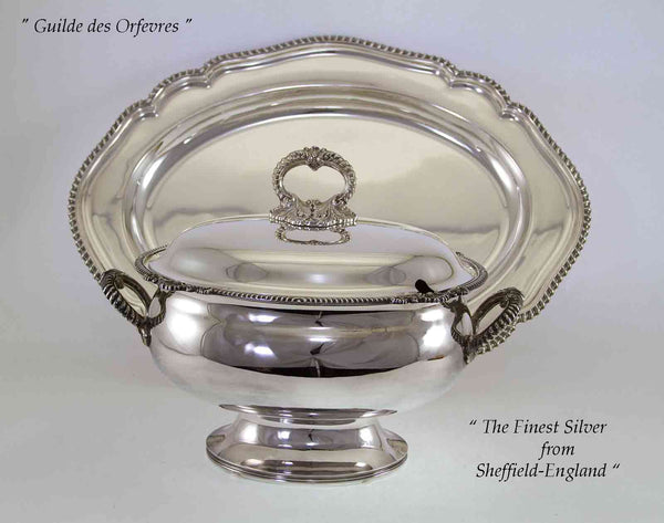 Silver Soup Tureen & Cover only Gadroon & Shell, Applied Border