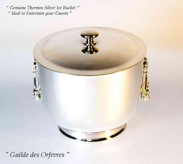 Ice Bucket with Genuine Thermos Double Wall Glass Lining
