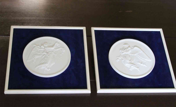 Royal Copenhagen Set of Day & Night, Bisques Framed Plaques