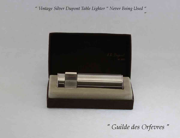 Exquisite Dupont Silver Table Lighter, Guilloché