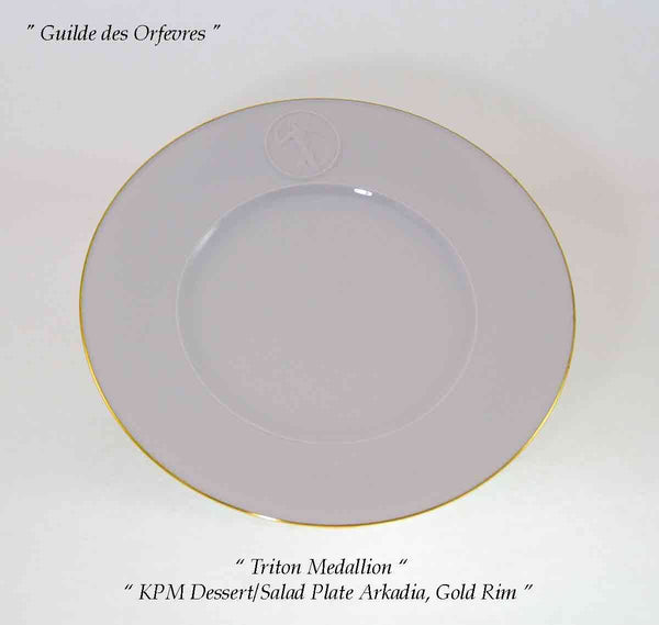 KPM Salad/ Dessert Plate Arkadia White with Gold Rim