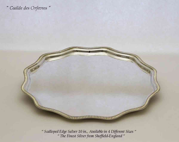 Silver Salver Scalloped Edge, Gadroon  10 in.