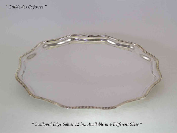 Silver Salver Scalloped Edge, Gadroon 12 in.