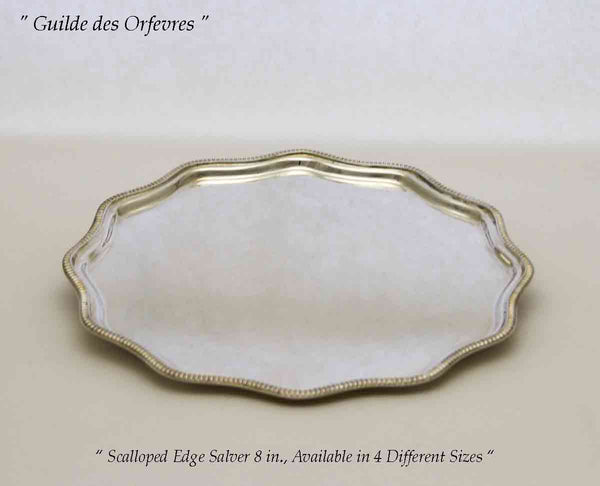 Silver Scalloped Edge Salver, Gadroon 8 in.