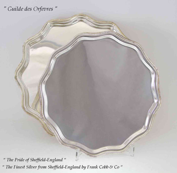 Silver Salvers Scalloped Edge, Gadroon  8 & 10 in.