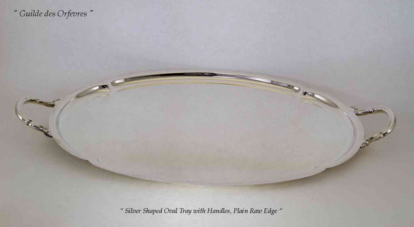 Silver Oval Shaped Tray with Handles, Plain