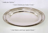 Silver Oval Platter 18 in. with Bead Pattern, Applied Border