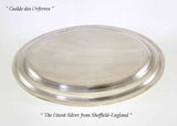 Silver Oval Platter 18 in. with Bead Pattern, Applied Border