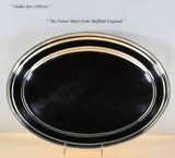 Silver Oval Platter 18 in. with Bead Pattern, Applied Border