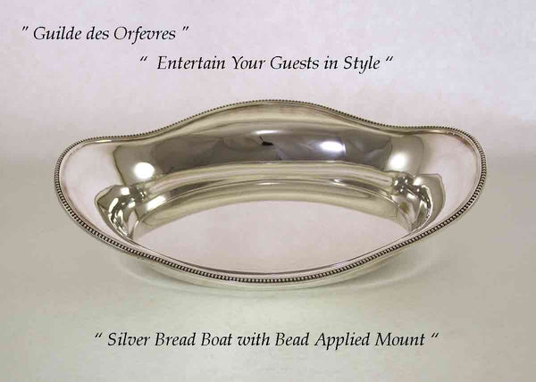 Silver Bread Boat with Bead Applied Border