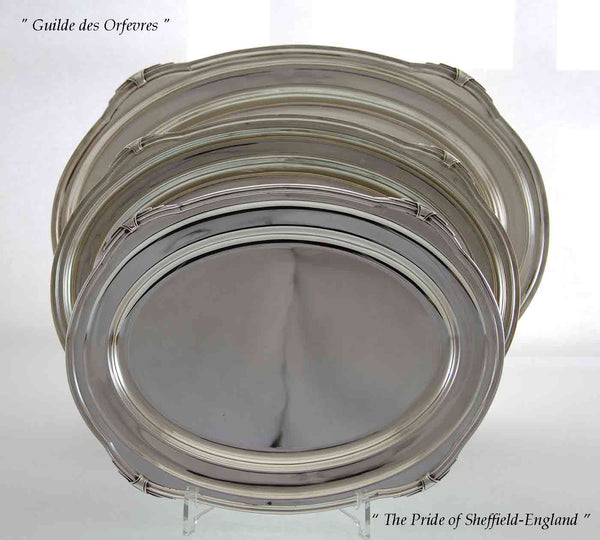 Set-3 Silver Oval Platters 920-22-24 in. with Jubilee, Patented Applied Border