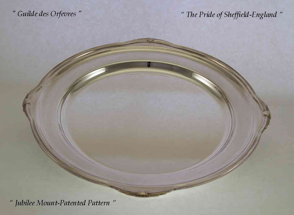 Silver Round Platter 16 in. with Jubilee, Patented Applied Border