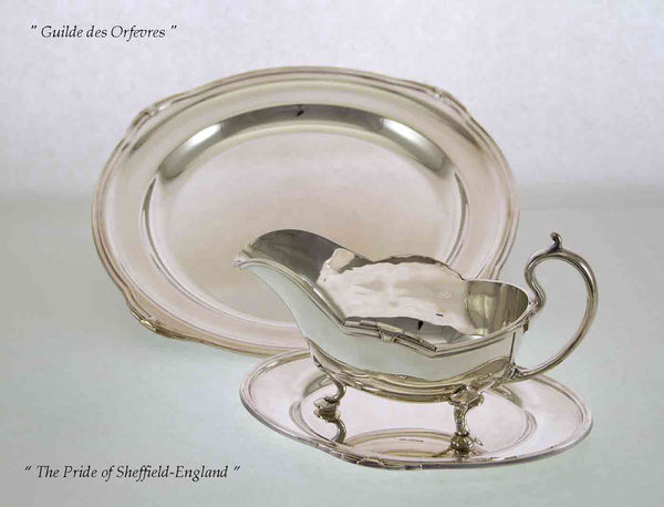 Sauce/Gravy Boat & Tray with Platter 14 in. with Jubilee, Patented Applied Border