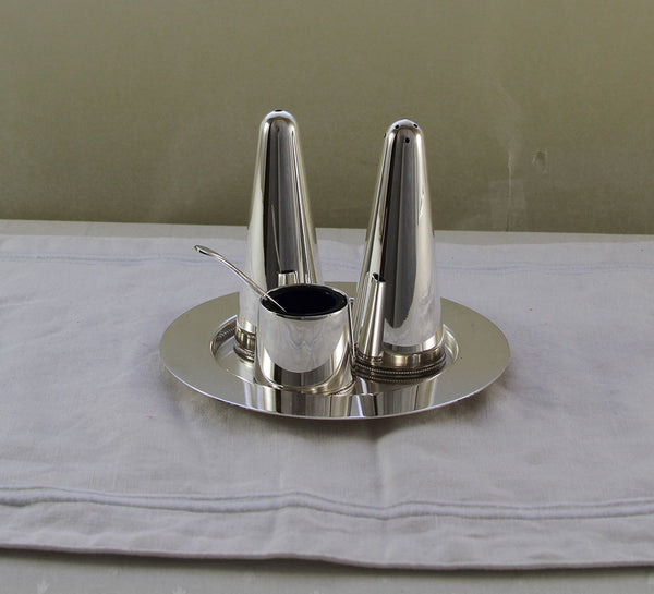 Silver Condiment Set & Tray