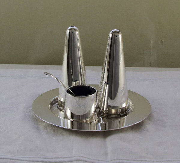 Silver Condiment Set & Tray