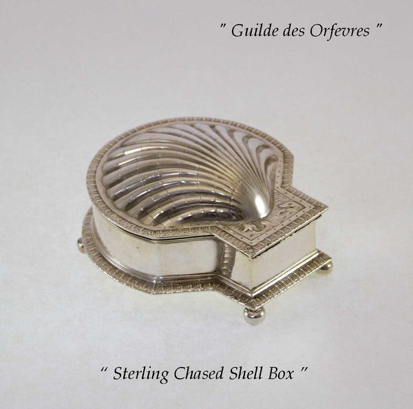 Exquisite Scallop Shell Chasing Sterling Box