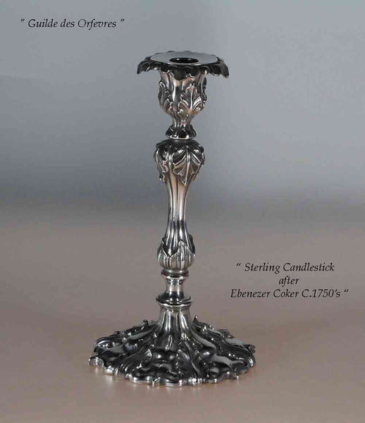 Sterling Single Candlestick, Chased