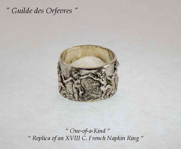 Delightful Pair of Sterling Napkin Ring with Cherubs-Sold Not Available