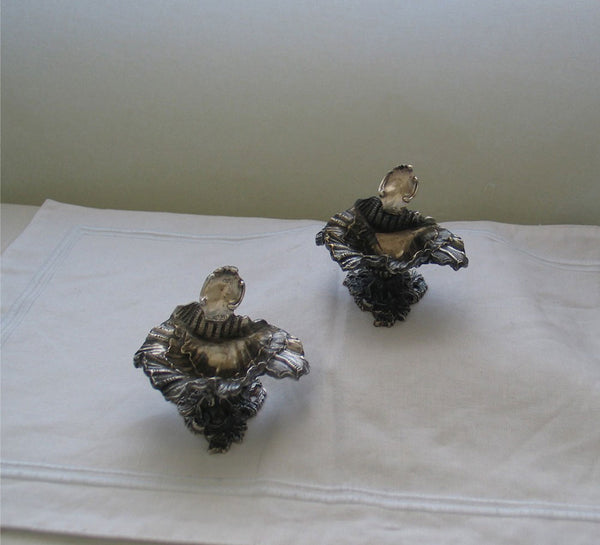 Silver Open Shells on Foot, Pair