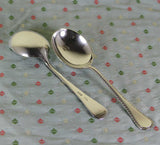 Vintage Sterling Silver Set of 6 Soup Spoons, Feather Edge