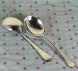 Vintage Sterling Silver Set of 6 Soup Spoons, Feather Edge