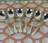 Vintage Sterling Silver Set of 6 Soup Spoons, Feather Edge