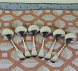 Vintage Sterling Silver Set of 6 Soup Spoons, Feather Edge