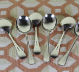 Vintage Sterling Silver Set of 6 Soup Spoons, Feather Edge