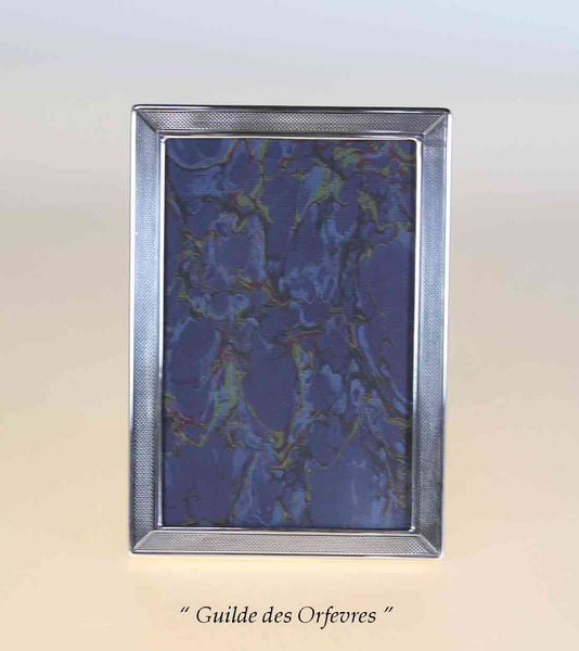 Quality Sterling Silver Photo Frame, Narrow Guilloché