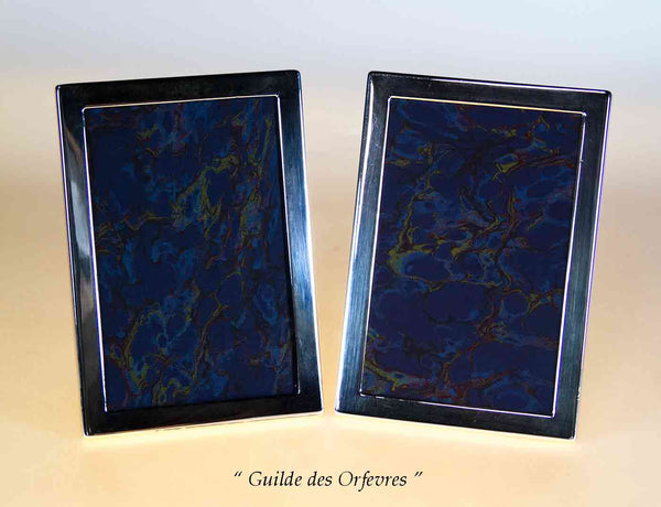 Pair of Quality Sterling Silver Photo Frames, Narrow Plain