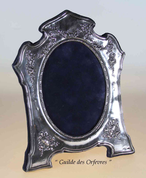 Oval Shaped Victorian Style Sterling Silver Photo Frame