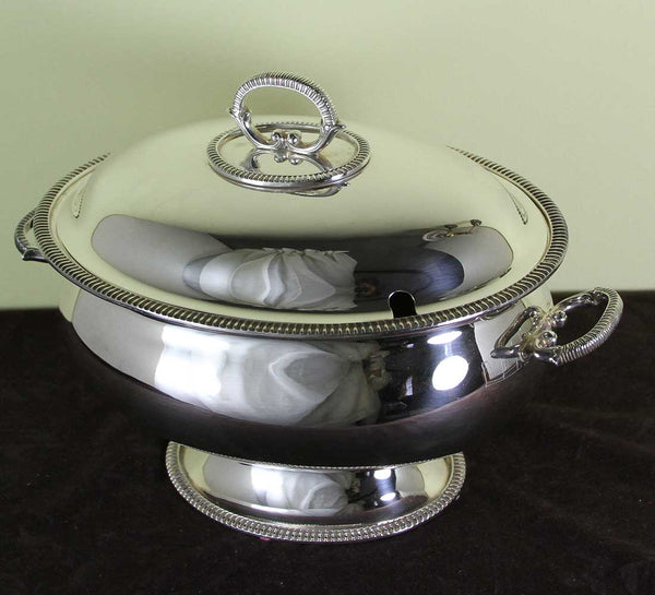 Silver Soup Tureen & Cover with Gadroon, Applied Border