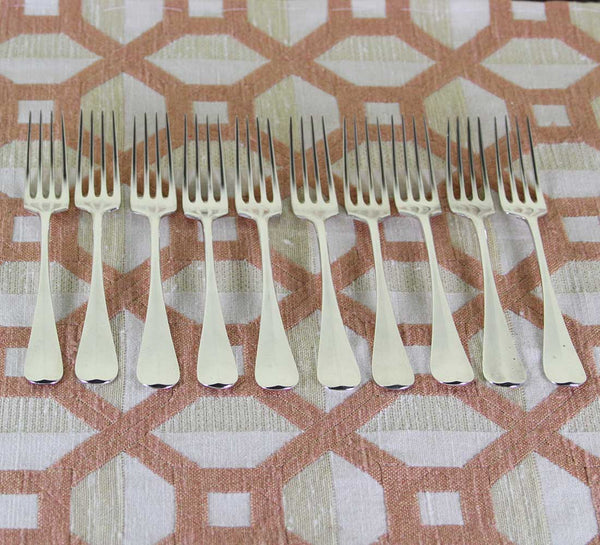 Vintage Set of 10 Silver Plated Dessert Forks