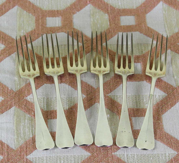 Vintage Set of 6 Silver Plated, Partly Gilt Dessert Forks