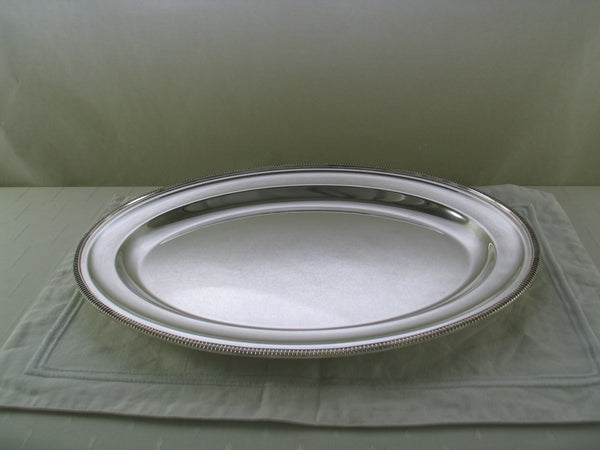 Silver Oval Platter 22 in. with Gadroon, Applied Border