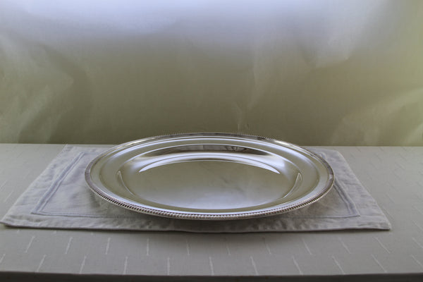 Silver Round Platter 12 in. with Gadroon, Applied Border