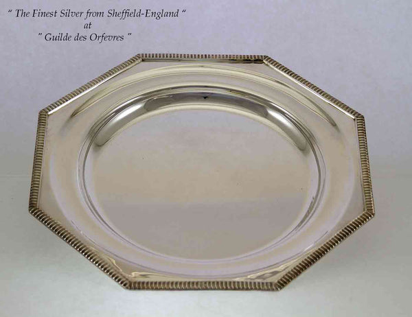 Silver Octagonal Round Platter 12 in. with Gadroon Applied Border