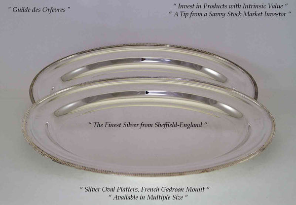 Silver Oval Platter 24 in. with Gadroon, Applied Border